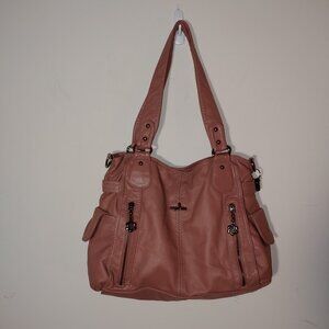 AngelKiss Top Zip Closure and Handles Tote Hobo Bag Brownish Pink OS